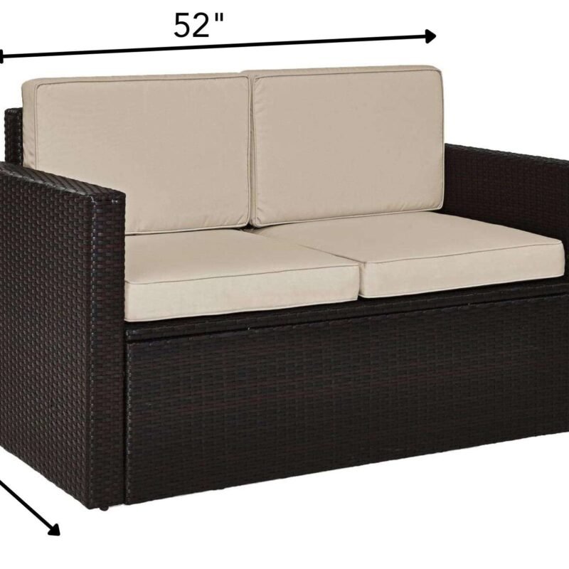 DEVOKO Outdoor Wicker Patio Sofa Set (Dark Brown & Cream) - Image 3