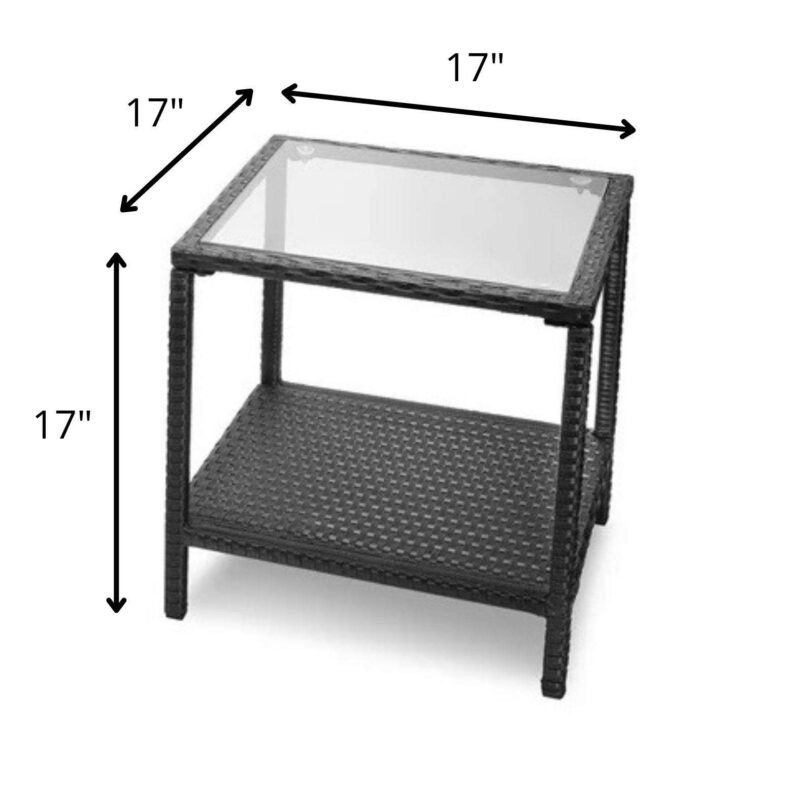 DEVOKO 3-Piece Outdoor Wicker Conversation Bistro Set(Black & Cream) - Image 3