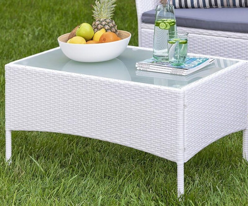 DEVOKO 4 Piece Patio Furniture All Weather Outdoor Sectional (White and Grey) - Image 3