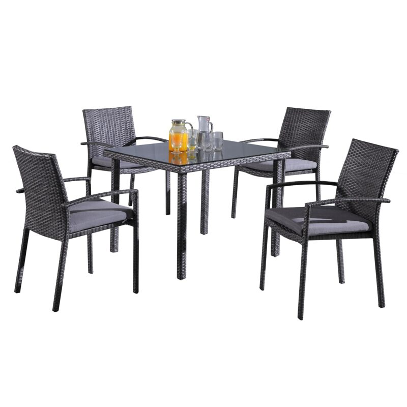 5 Piece Space Saving Patio Dining Set (Black/Gray) - Image 4