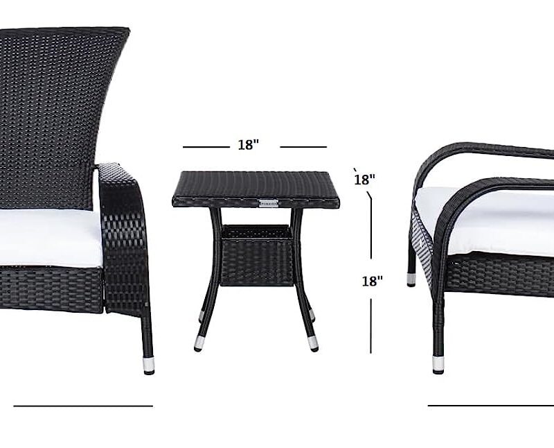 Wicker Lounge Chair (Black/White) - Image 2