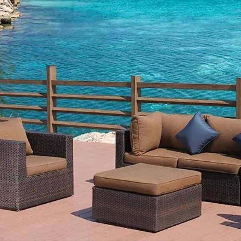 4pcs Rattan Sectional Furniture Set (Dark Brown/Brown) - Image 3