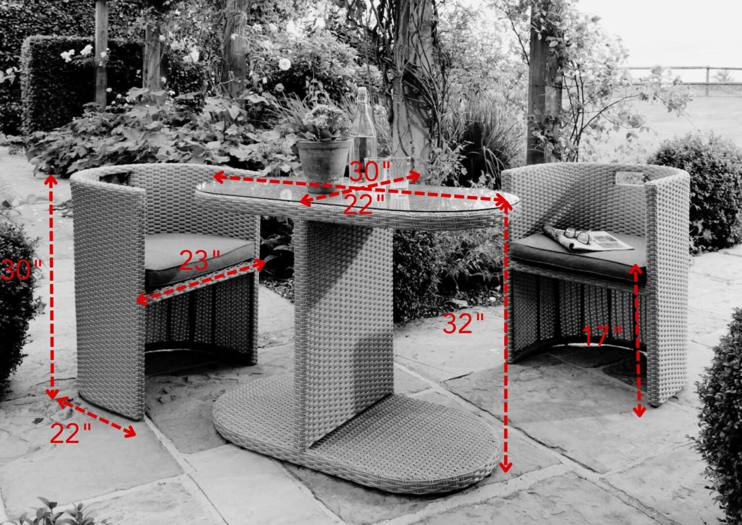 DEVOKO 3 Piece patio Furniture Set For Outdoor (Grey) - Image 2