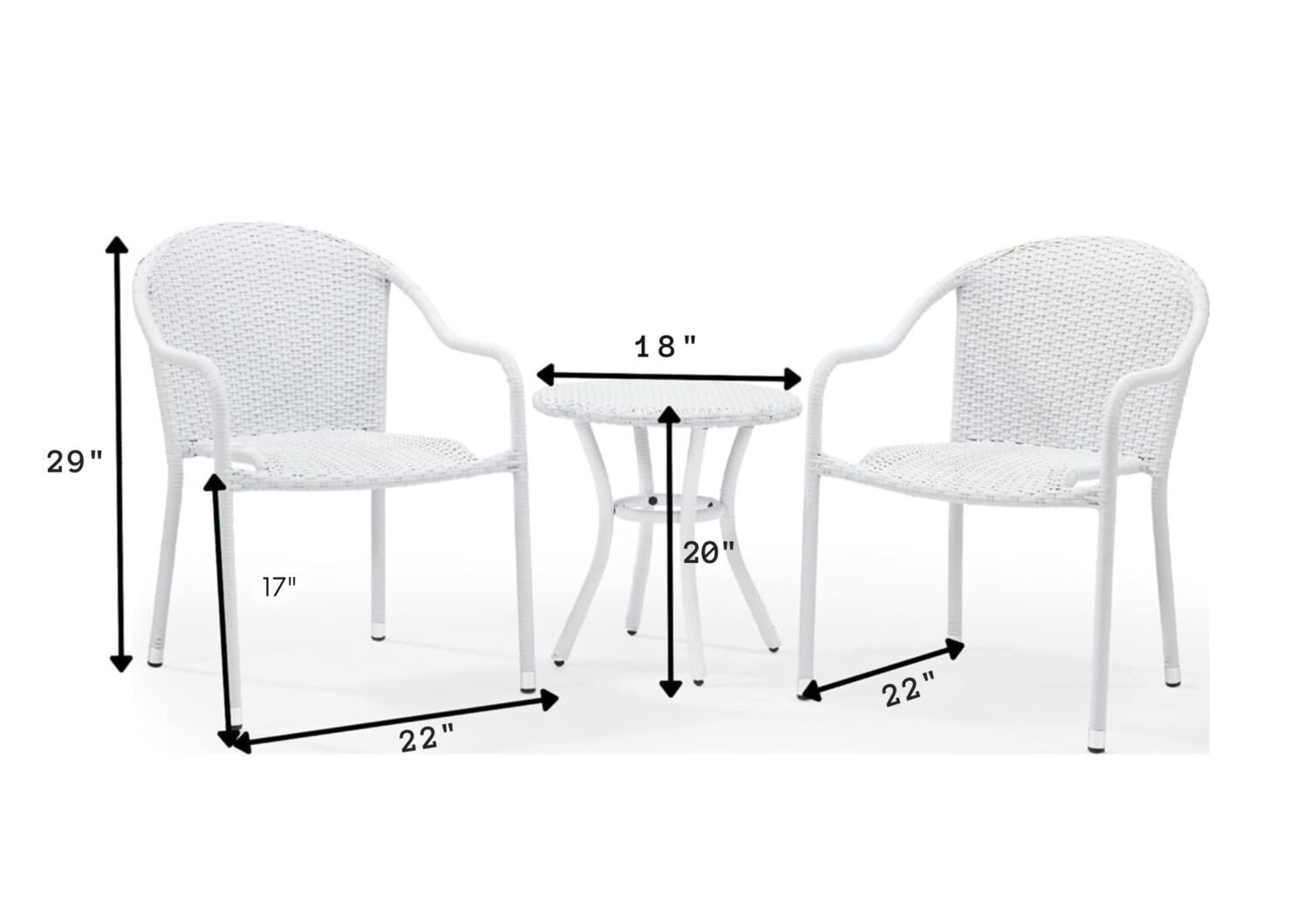 White Rattan Outdoor Furniture Set - 3-Piece - Image 2