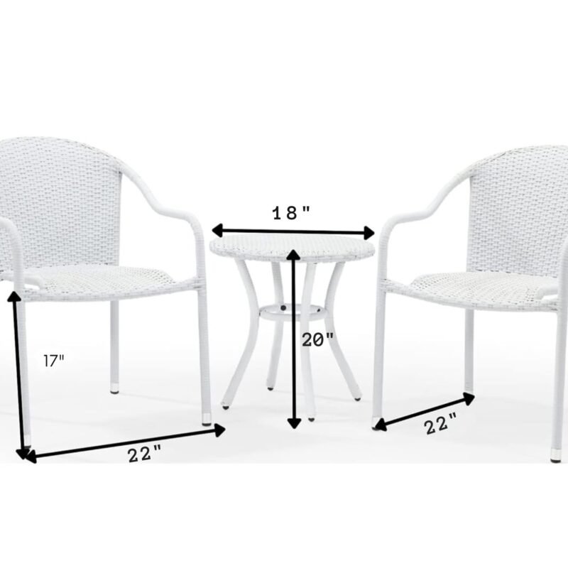 White Rattan Outdoor Furniture Set - 3-Piece - Image 2