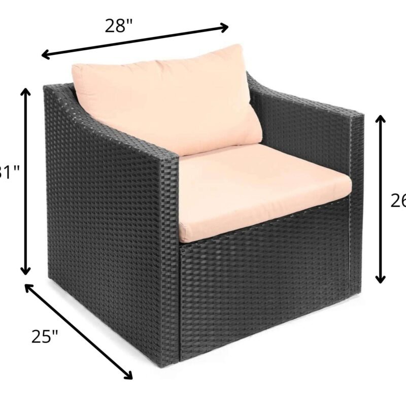 DEVOKO 3-Piece Outdoor Wicker Conversation Bistro Set(Black & Cream) - Image 2