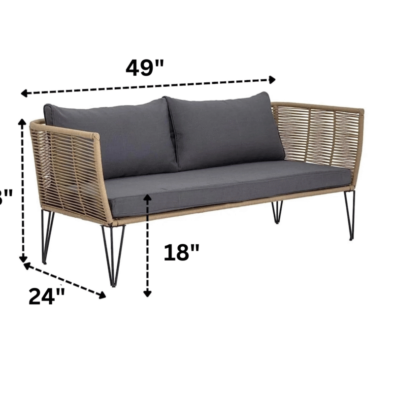 Rope Loveseat (Beige and Dark Grey) - Image 2