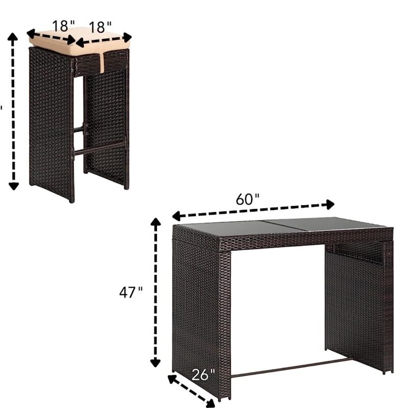 7 Piece Wicker Bar Set (Black/White) - Image 2