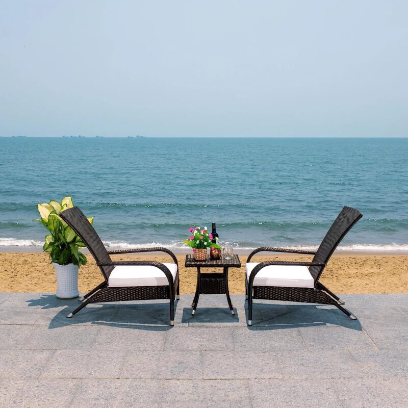 Wicker Lounge Chair (Black/White) - Image 3