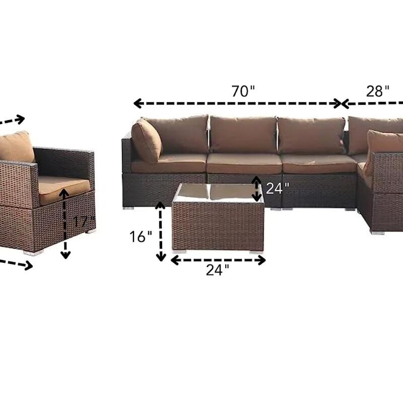 4pcs Rattan Sectional Furniture Set (Dark Brown/Brown) - Image 2
