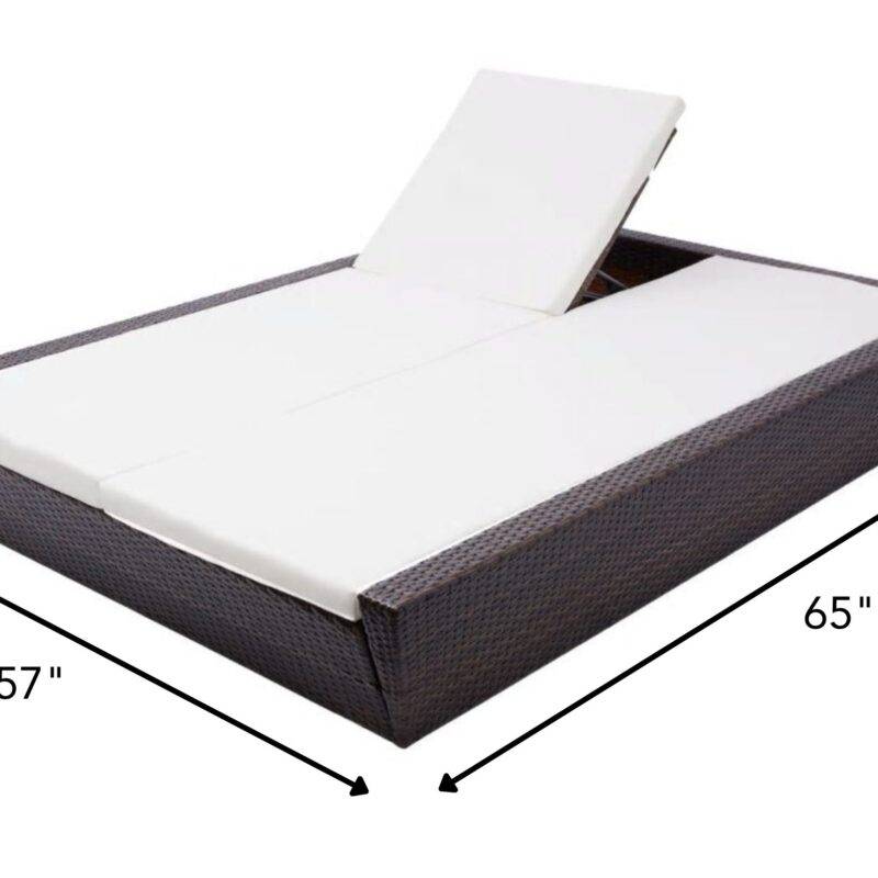 DEVOKO Outdoor Rattan Wicker Daybed (Dark Brown & White) - Image 2
