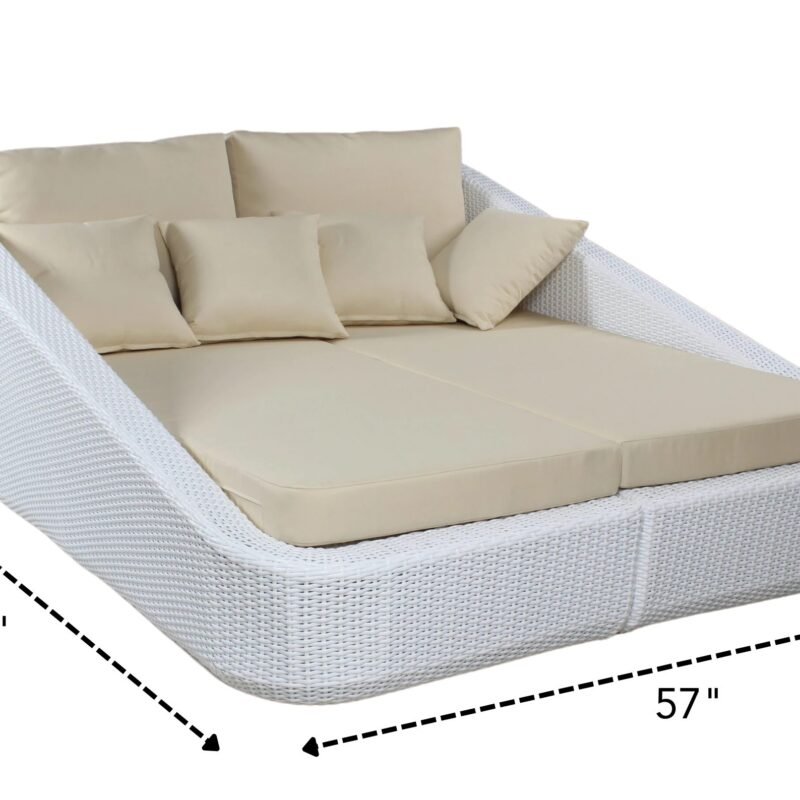 DEVOKO Patio Rattan & Wicker Daybed (Cream & White) - Image 2