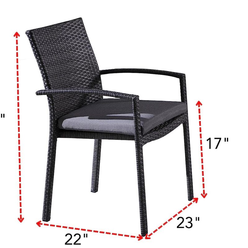 5 Piece Space Saving Patio Dining Set (Black/Gray) - Image 3