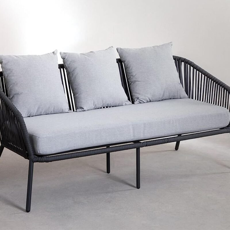 4 Piece Patio Sofa Set (Grey) - Image 5