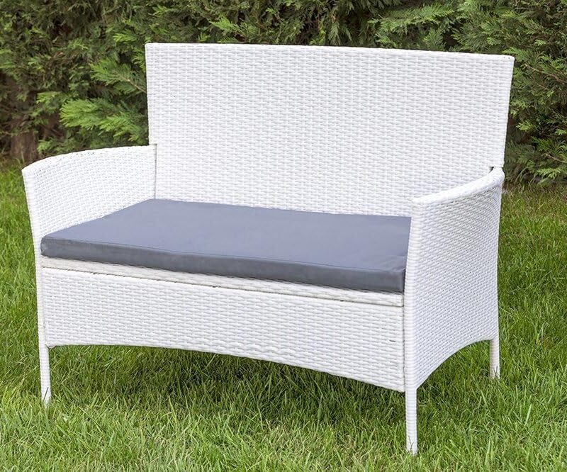 DEVOKO 4 Piece Patio Furniture All Weather Outdoor Sectional (White and Grey) - Image 5