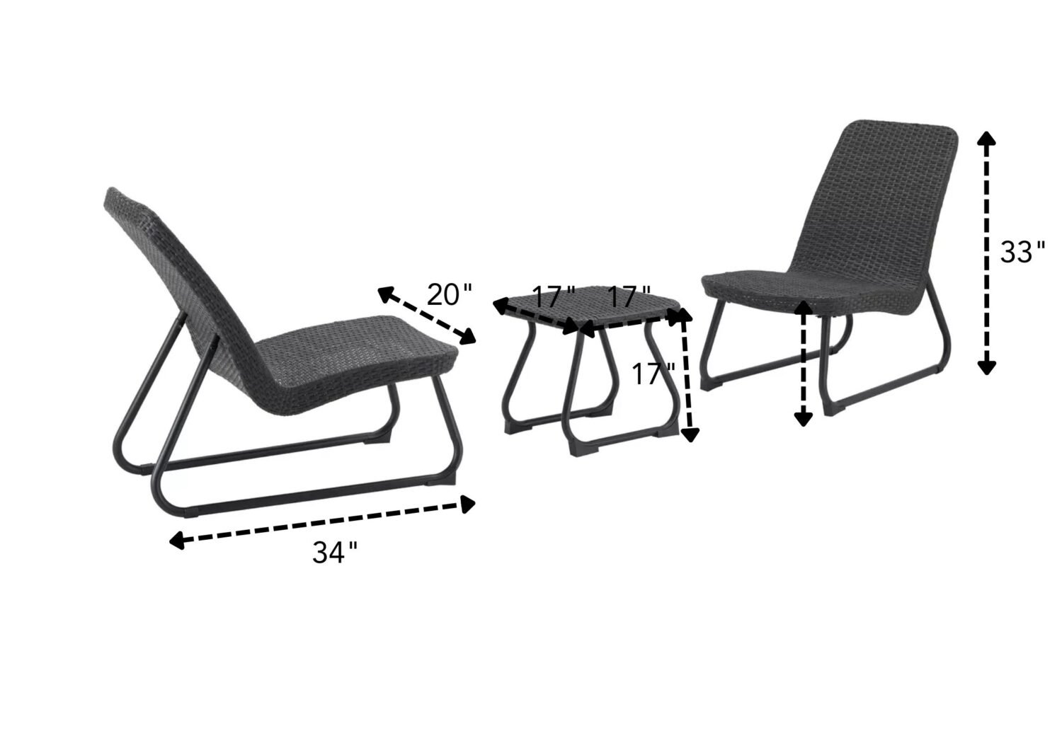 3 Piece Rattan & Wicker Patio Furniture Set (Dark Brown) - Image 2
