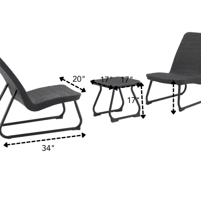 3 Piece Rattan & Wicker Patio Furniture Set (Dark Brown) - Image 2