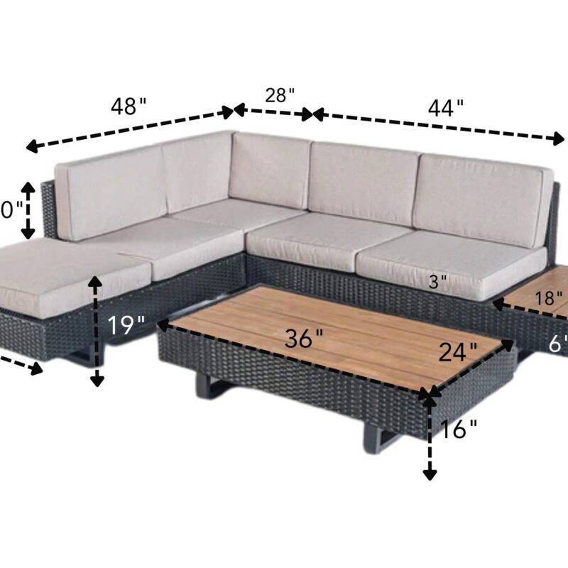 DEVOKO Outdoor Furniture 3-Piece Patio Rattan & Wicker Conversation Set (Black & Cream) - Image 2
