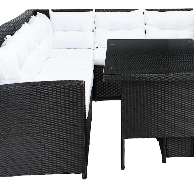 5-Piece Wicker Patio Conversation Set (Black/White) - Image 5