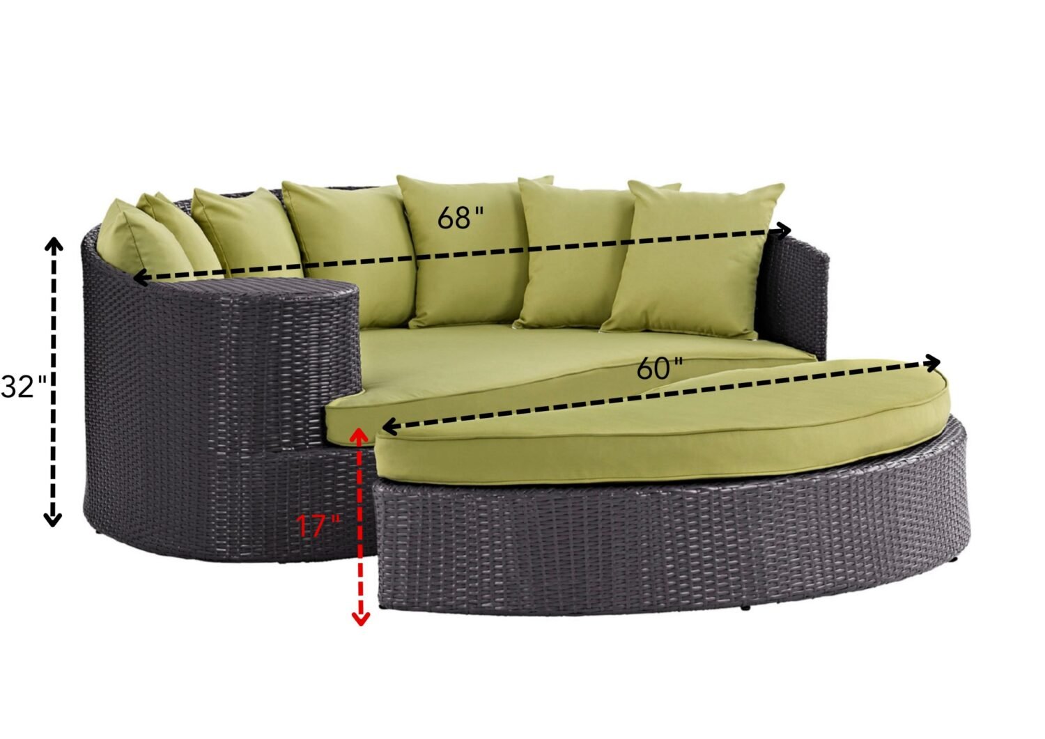 DEVOKO Wicker Rattan Sofa Set (Dark Brown/Green) - Image 2