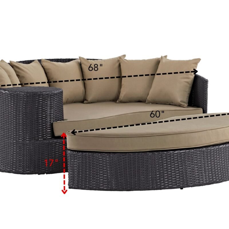 DEVOKO Wicker Rattan Sofa Set (Dark Brown/Beige) - Image 2
