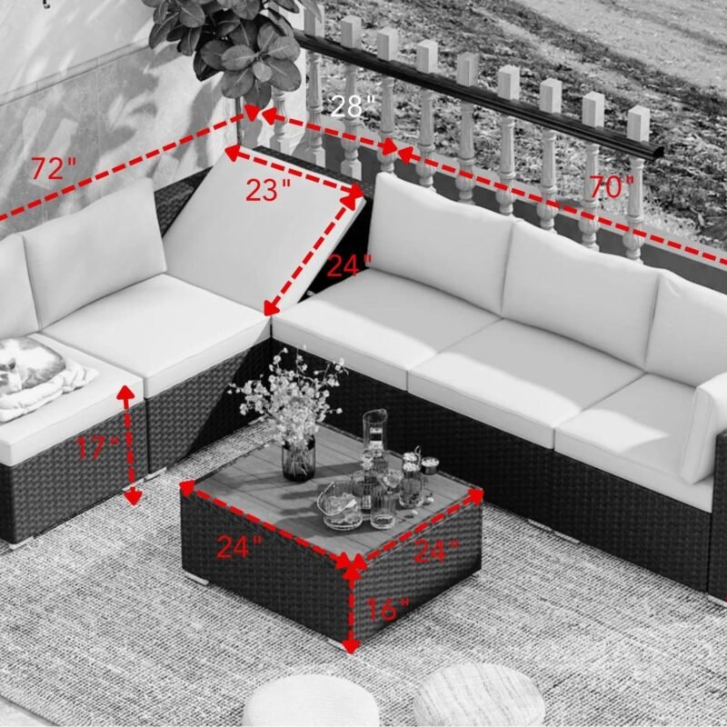 DEVOKO Outdoor Sectional Furniture 3 Piece (Dark Brown & Red) - Image 2