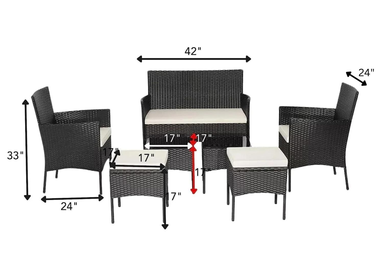 DEVOKO 7 Piece Outdoor Conversation Set (Dark Brown & White) - Image 2