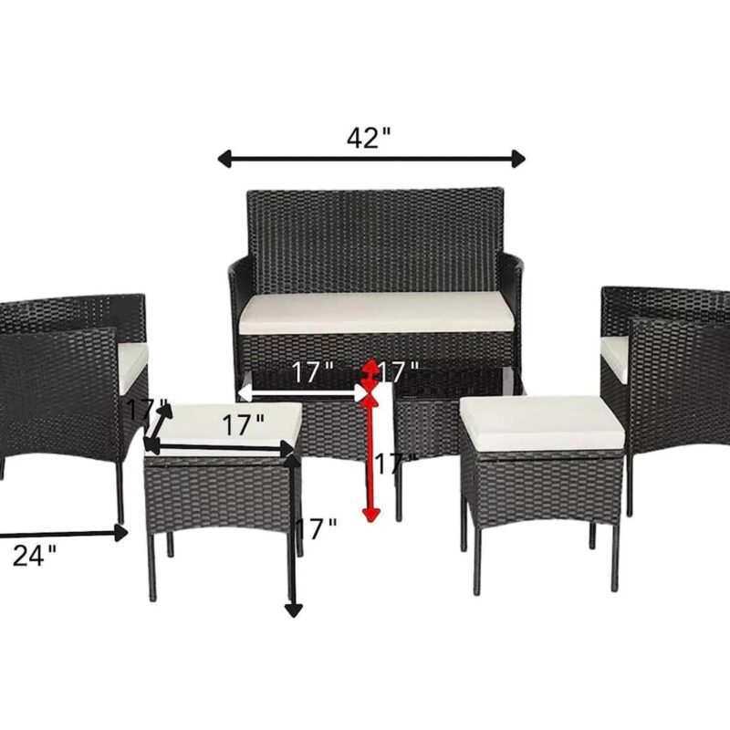 DEVOKO 7 Piece Outdoor Conversation Set (Dark Brown & White) - Image 2