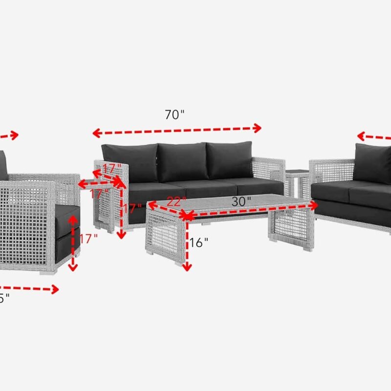 Outdoor 6 Pieces Sectional Patio Furniture (Grey and White) - Image 2
