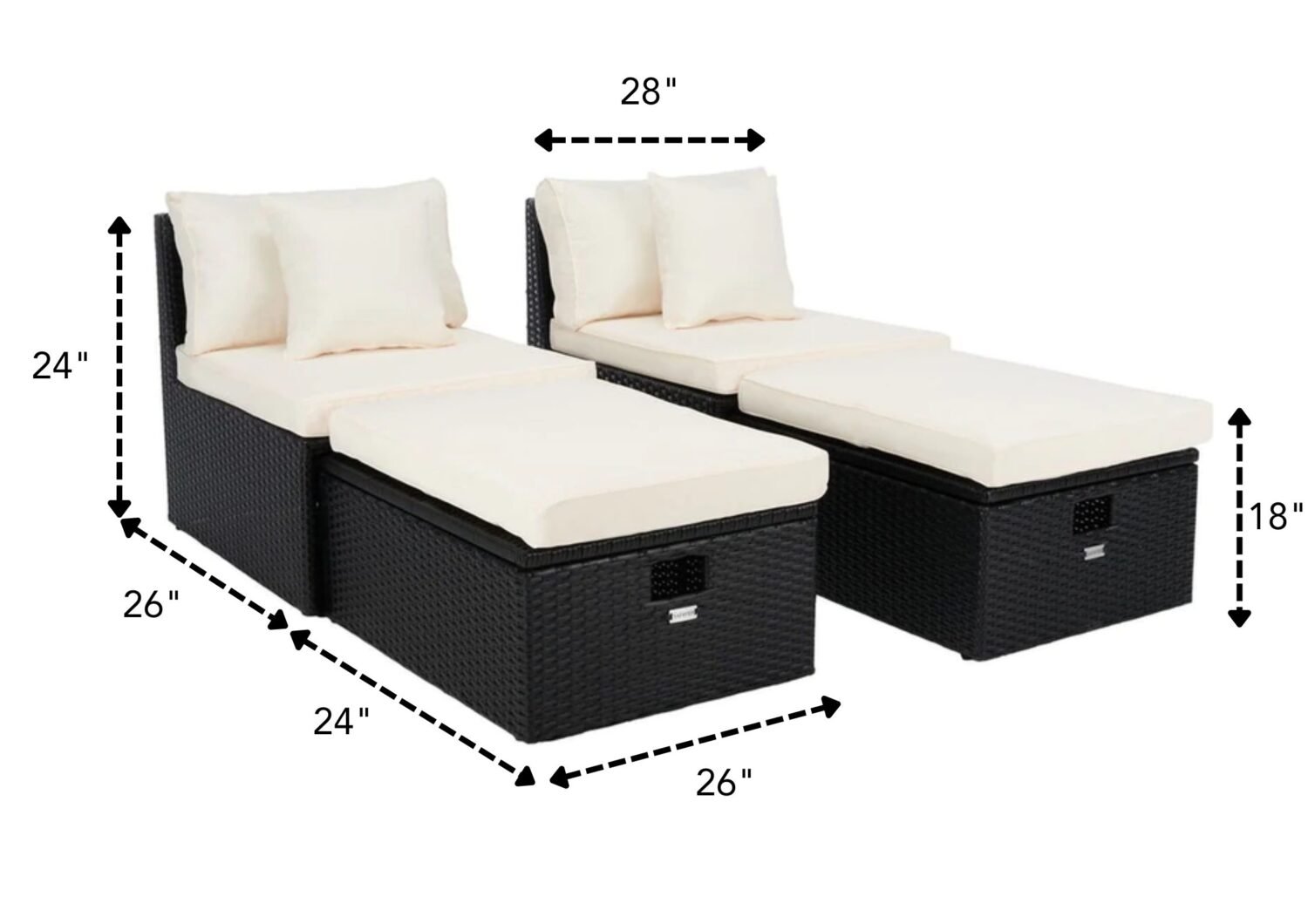 4 piece outdoor, indoor patio conversation set (Black & Cream) - Image 2