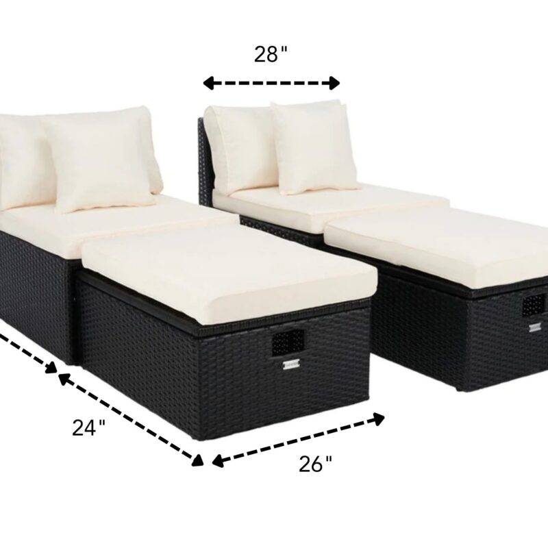 4 piece outdoor, indoor patio conversation set (Black & Cream) - Image 2