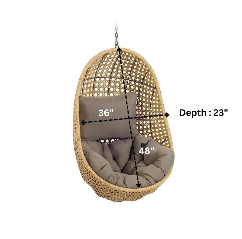 Hanging Egg Swing Chair (Beige and Dark Grey) - Image 2