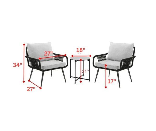 DEVOKO 3-Piece Patio Set - Black & Grey - Image 2