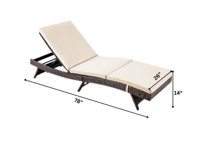 DEVOKO Patio Wicker Lounge Chair with Cushion (Dark Brown/Cream) - Image 2