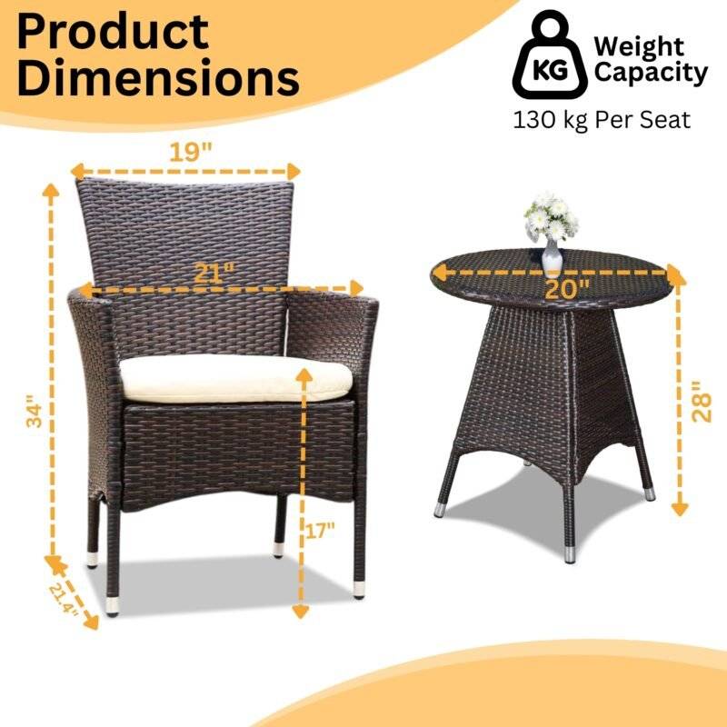 Devoko 3-Piece Outdoor Rattan Furniture Set - Image 2