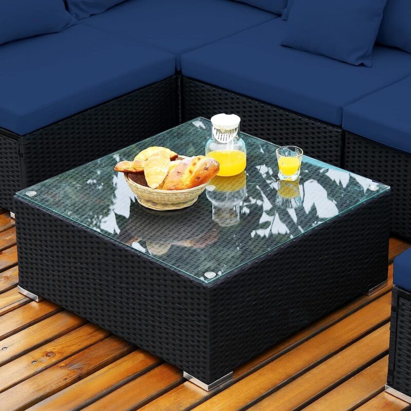 DEVOKO Patio Sectional Sofa Set (Black/Blue) - Image 5