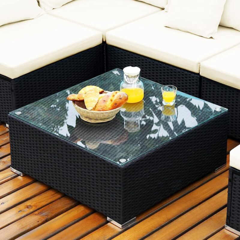 DEVOKO Patio Sectional Sofa Set (Black/White) - Image 5
