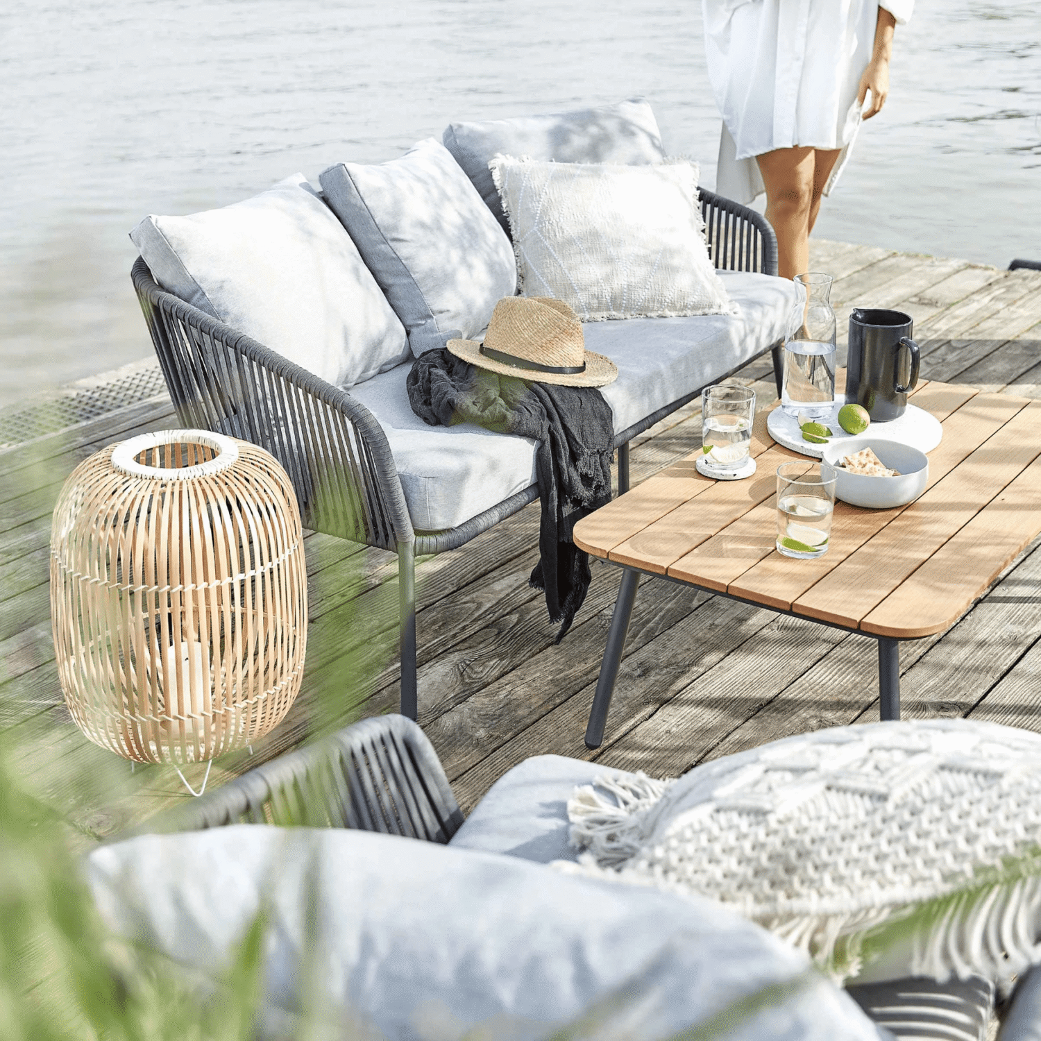 DEVOKO Outdoor Patio Sofa Set (Grey & Light Grey) - Image 10