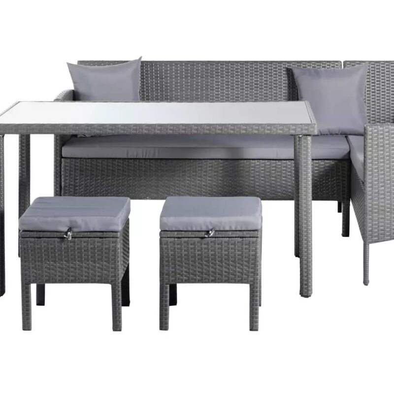 DEVOKO 6Pc L-Shape Patio Set (Grey) - Image 5