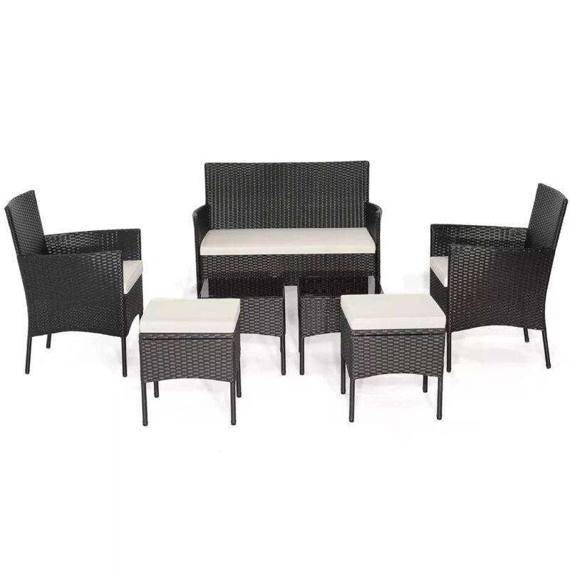 DEVOKO 7 Piece Outdoor Conversation Set (Dark Brown & White) - Image 4