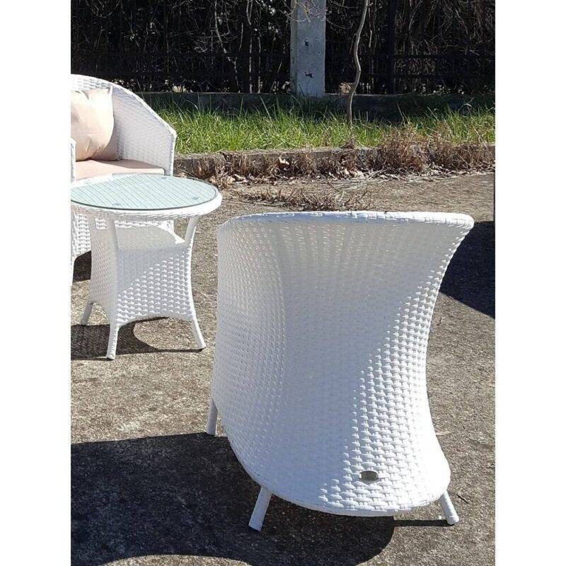 DEVOKO Patio Wicker Bistro Set 3-Piece (White/Cream) - Image 3