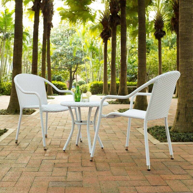 White Rattan Outdoor Furniture Set - 3-Piece - Image 5
