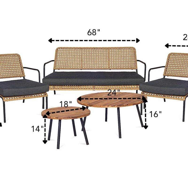 Wicker Loveseat Set (Beige and Black) - Image 2