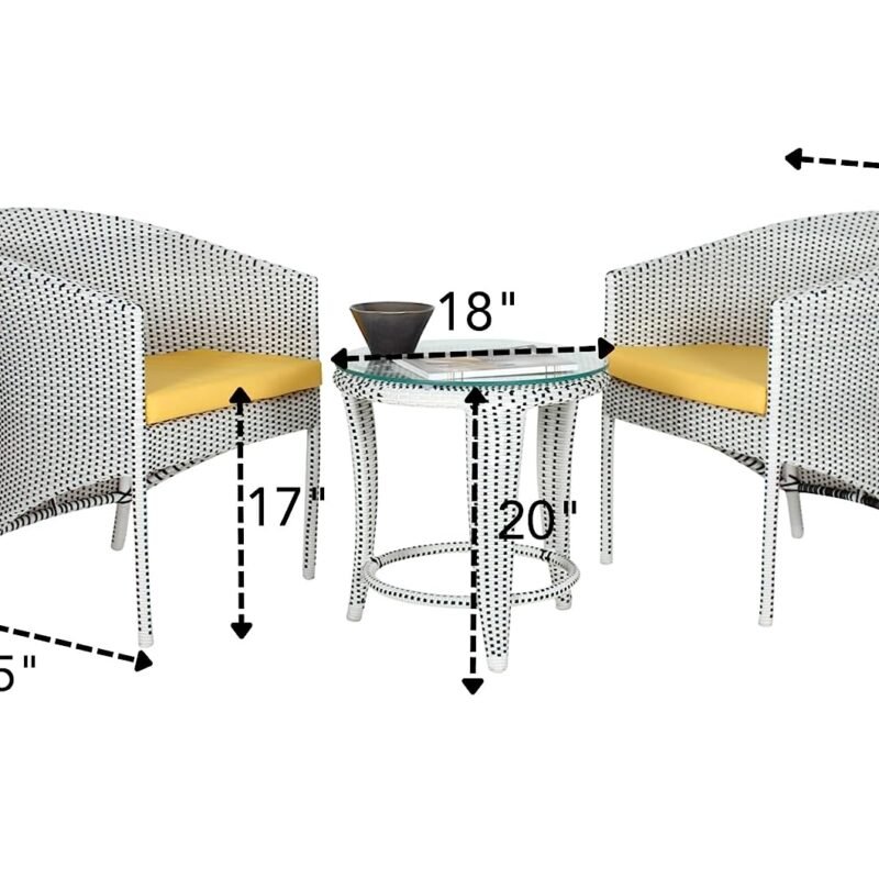 3-Piece Patio Bistro Set (White and Yellow) - Image 2