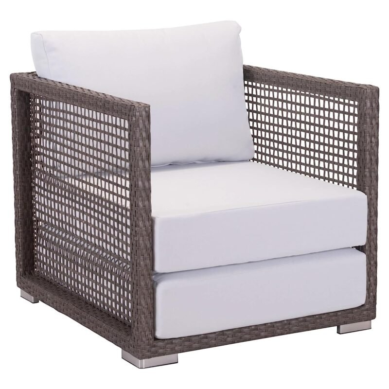 5-Piece Rattan Conversation Set (Dark Brown and White) - Image 3