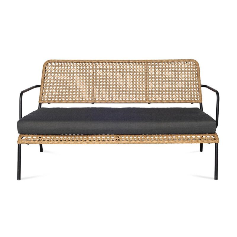 Wicker Loveseat Set (Beige and Black) - Image 5