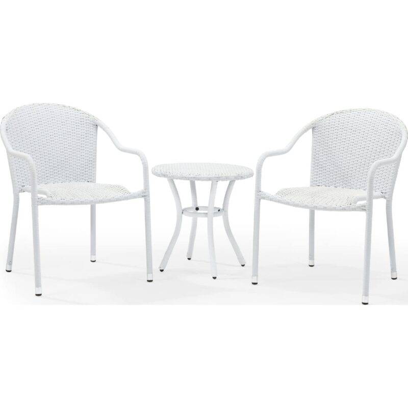 White Rattan Outdoor Furniture Set - 3-Piece - Image 4