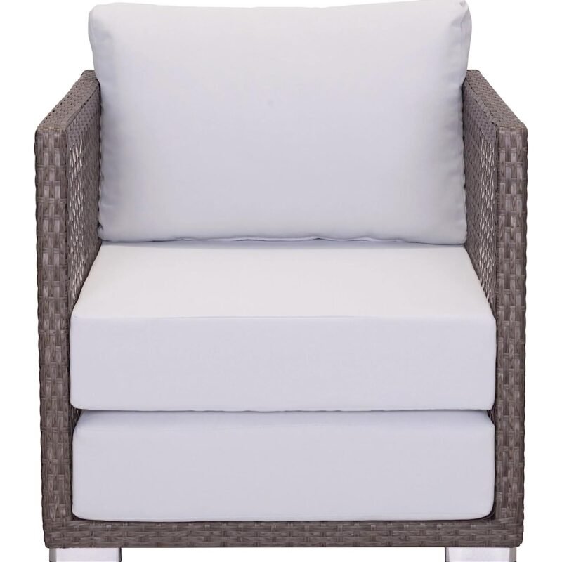 5-Piece Rattan Conversation Set (Dark Brown and White) - Image 6