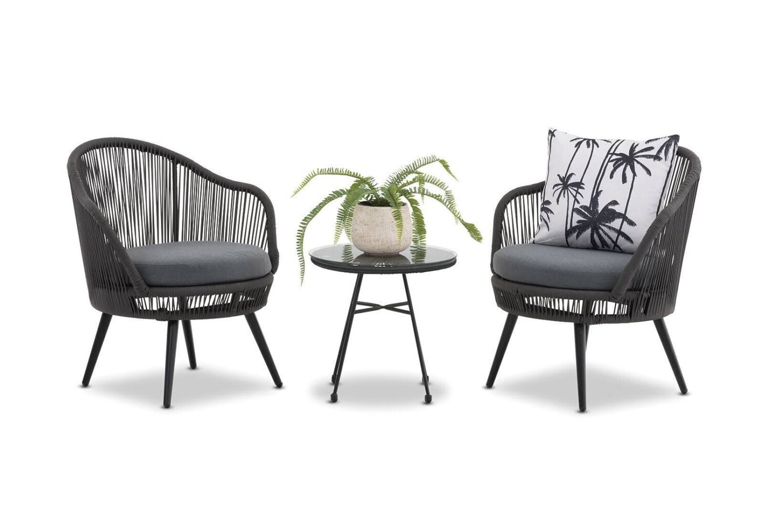 DEVOKO Patio Rope Furniture Set 3-Piece (Dark Grey & Grey) - Image 5