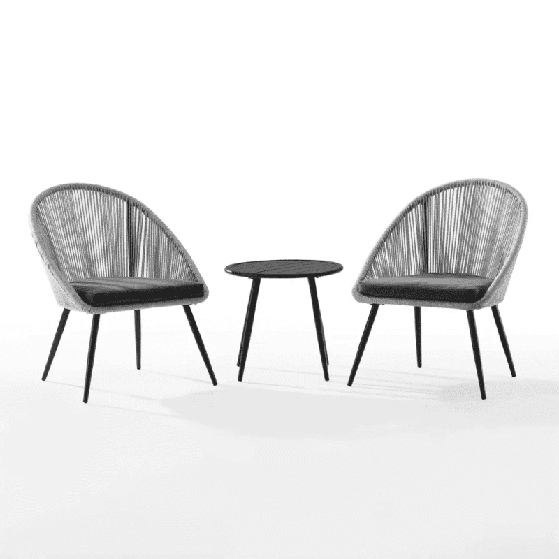 DEVOKO 3 Piece Woven Rope Patio Furniture Set (Black & Grey) - Image 3